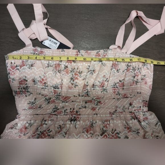 Gianni Bini Ivette Embroider Square Neck Sleeveless A line Floral Dress Size 12 - Picture 7 of 16